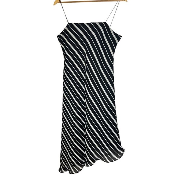 Jessica Howard Size 10 Square Neck Spaghetti Strap Dress Black White Stripe 90's - Picture 1 of 4